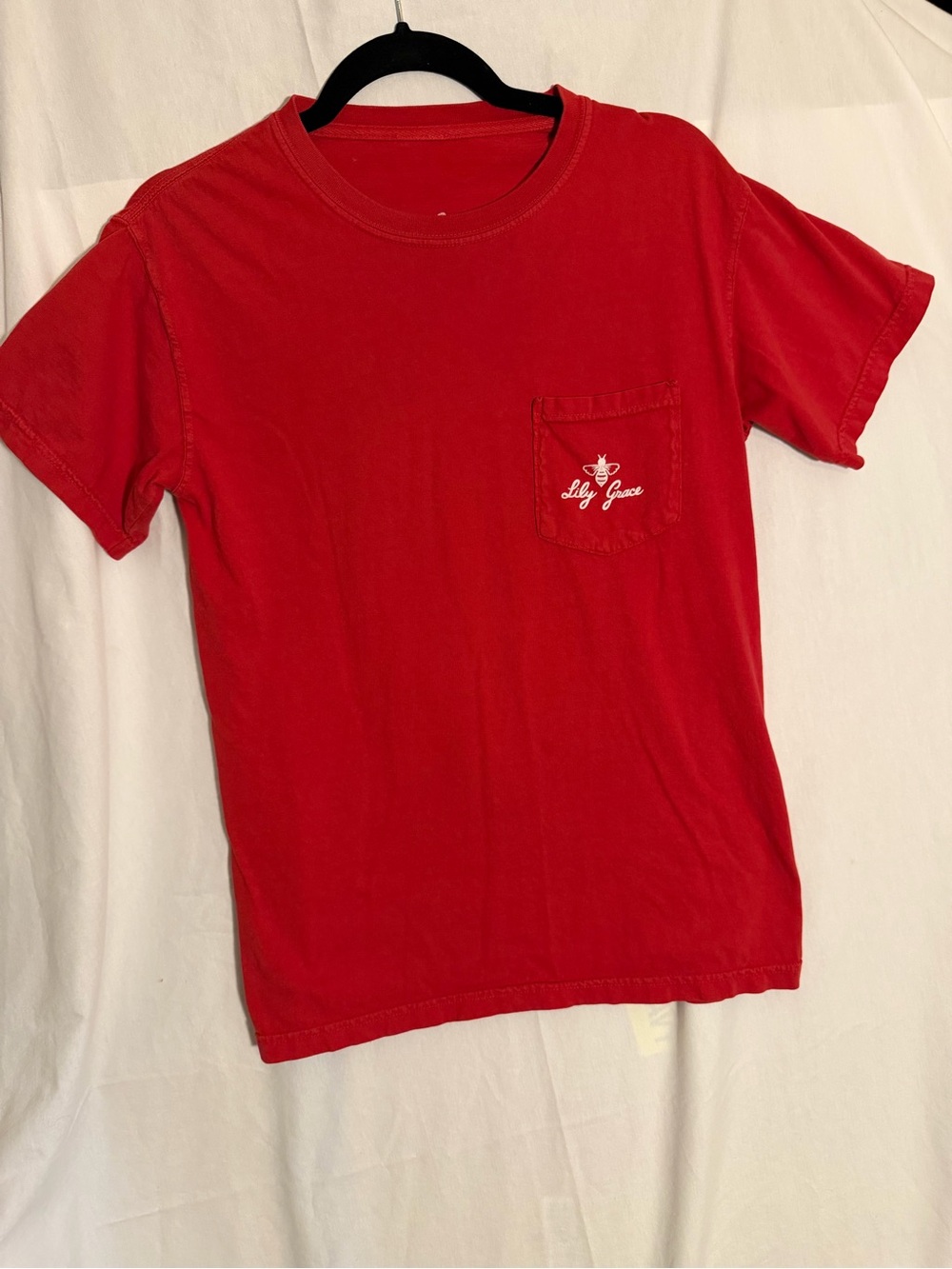#413 Lily Grace ladie’sRed Pocket Tee